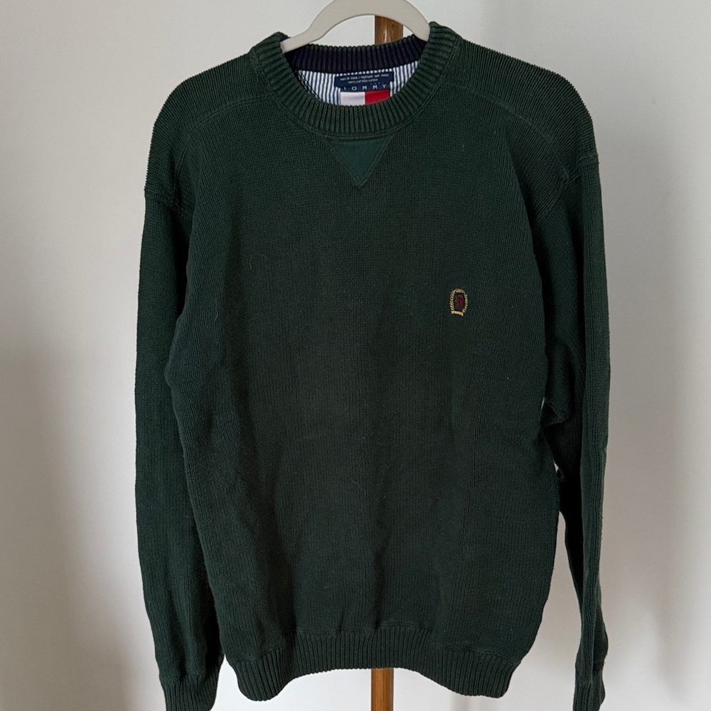 SALE ✨ Tommy Hilfiger Dark Green Crewneck Sweater Size Sm Men’s 100% Cotton